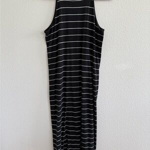 Black and White Striped Sleeveless Dress